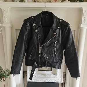 Mens Black Leather Biker Jacket